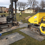 Die ImGEx-PROFI als Bodenschutz bei Bohrarbeiten auf einem Sportplatz Die ImGEx-PROFI als Bodenschutz bei Bohrarbeiten auf einem Sportplatz